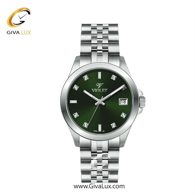 ساعت مچی اورجینال زنانه ویولت VIOLET نقره ای | نقره ای| سبز یشمی تیره| کد رفرنس 0642 سایز متوسط